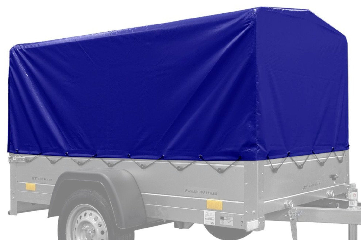 Remorque bagagère Garden Trailer 200 kipp 200 x 106 cm avec bâche haute bleue, arceau et roue jockey